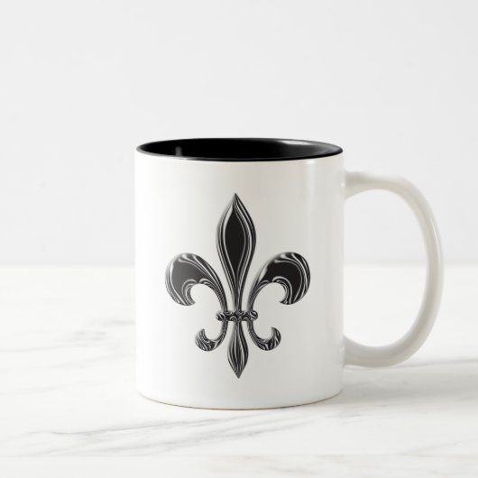 Fleur De Lis - Stripey Tweekleurige Koffiemok (Rechts)
