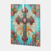 Fleur-de-Lis Suncatcher Glas in lood Design Ornament (Voorkant links)