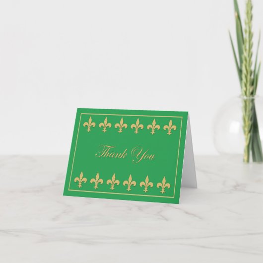 Fleur de lis sur Carte de remerciements vert (Devant)