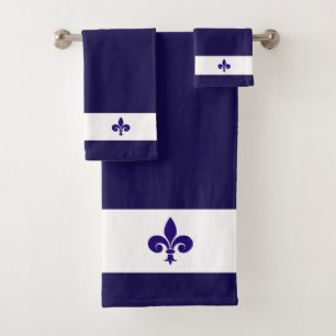 Fleur de Lis sur fond bleu marine et blanc
