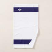 Fleur de Lis sur fond bleu marine et blanc (Serviette à main)