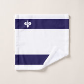 Fleur de Lis sur fond bleu marine et blanc (Gant de toilette)