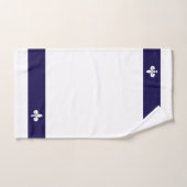 Fleur de Lis sur fond bleu marine et blanc (Serviette à main)