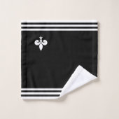 Fleur-de-Lis sur fond noir et blanc (Gant de toilette)