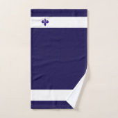 Fleur de Lis sur Navy Bleu & Blanc (Serviette à main)