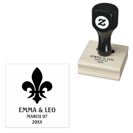 Fleur De Lis Symbool met Personaliseer Naam en dat Rubberstempel (Gestempeld)