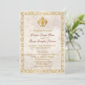 Fleur-de-lis Thmed Wedding Kaart (Staand voorkant)