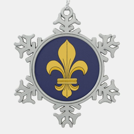 Fleur-de-lis Tin Sneeuwvlok Ornament (Voorkant)