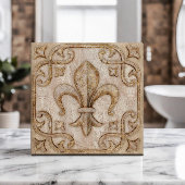 Fleur-de-Lis  travertijn marmer Tegeltje