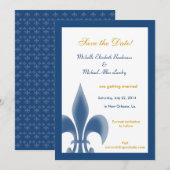 Fleur de Lis Unique Carte de Sauvegarde de Date (B (Devant / Derrière)