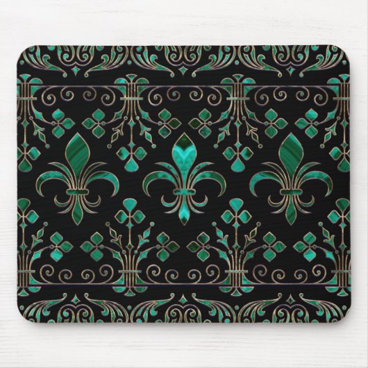 Fleur-de-lis-versiering Malachite Green Muismat (Voorkant)
