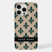 Fleur de Lis, Vert sur Beige, Royal, Votre Nom (Verso)