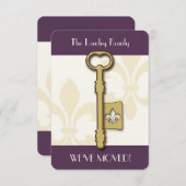 Fleur de Lis violet Faire-part de mouvement clé (Devant / Derrière)