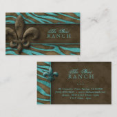 Fleur de Lis Visitekaartje Brown Blue Zebra (Voorkant / Achterkant)