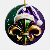 Fleur De Lis Vrolijk Kerstontwerp Keramisch Ornament (Voorkant)