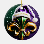 Fleur De Lis Vrolijk Kerstontwerp Keramisch Ornament (Achterkant)