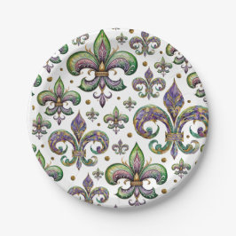 Fleur de lis Waterverf Mardi Gras Vibes Papieren Bordje