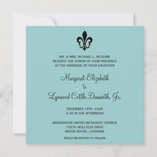 Fleur de lis Wedding Invitation Kaart (Voorkant)