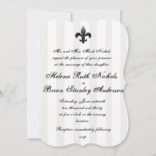 Fleur De Lis Wedding Invitations Kaart (Voorkant)