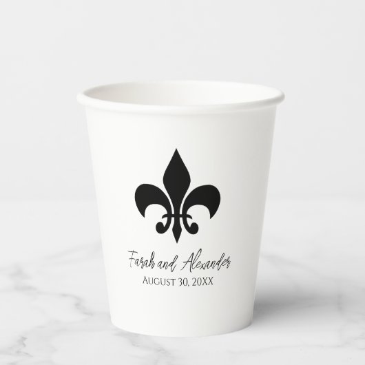 Fleur de Lis Wedding Paper Cups Papieren Bekers (Voorkant)