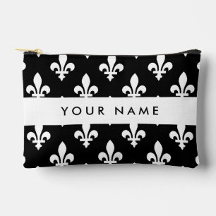 Fleur de Lis, Wit op Zwart, Wit, Uw Naam Etui