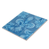Fleur-de-lis - zachte blauwe waterverf tegeltje (Zijkant)