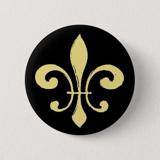Fleur De Lis, zwart en goud Ronde Button 5,7 Cm (Voorkant)