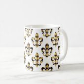 Fleur de Lis/zwart/goud/DIYfont Koffiemok (Voorkant rechts)