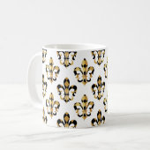 Fleur de Lis/zwart/goud/DIYfont Koffiemok (Voorkant links)