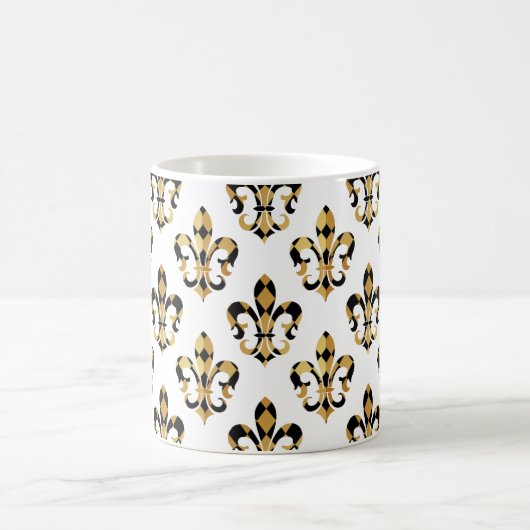 Fleur de Lis/zwart/goud/DIYfont Koffiemok (Center)