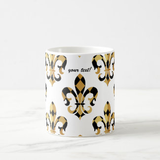 Fleur de Lis/zwart/goud/DIYlettertype Koffiemok