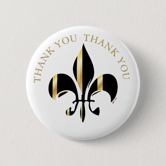 Fleur de Lis/zwart + goud Ronde Button 5,7 Cm (Voorkant)