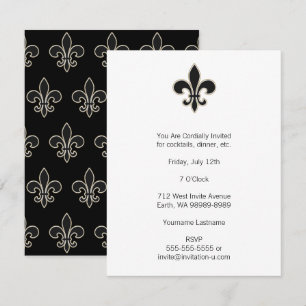 Fleur de Lis Zwart met Wit en Goud Kaart