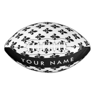 Fleur de Lis, Zwart op Wit, Zwart, Uw Naam American Football