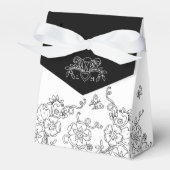 Fleur de lis zwart-wit bruiloft bedankdoosjes (Voorkant Zijde)