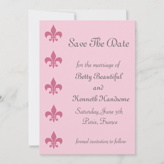 Fleur de Lise Save the Date in  Pinks (Voorkant)