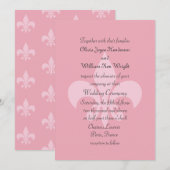 Fleur de Lise Wedding Invitation in  Pinks Kaart (Voorkant / Achterkant)