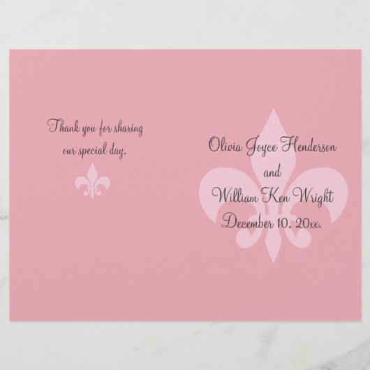 Fleur de Lise Wedding Programme (Voorkant)