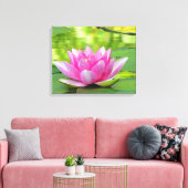 Fleur de Lotus d'eau rose sur toile verte Imprimer (Insitu(Salon))
