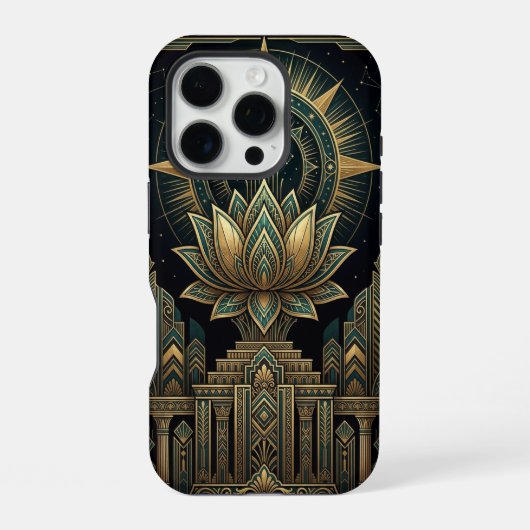 Fleur de Lotus Doré | Coque iPhone 16 Pro (Verso)