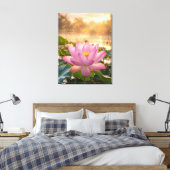 Fleur de Lotus Rose Sérène Toile Murale Heure Doré (Insitu(Chambre))