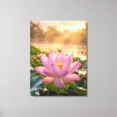 Fleur de Lotus Rose Sérène Toile Murale Heure Doré (Recto)