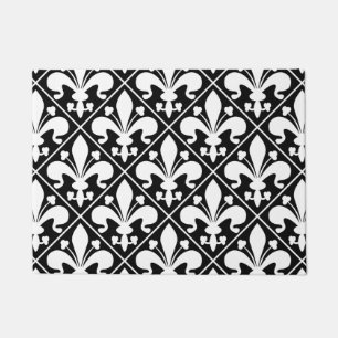 Fleur de Lys Black en White Elegant Deurmat