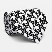 Fleur de Lys Black en White Elegant Stropdas (Opgerold)
