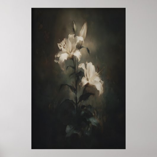 Fleur de Lys blanc imprimable Art mural floral fon (Devant)