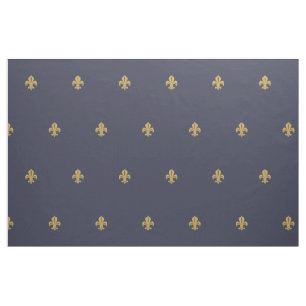 Fleur de lys franse lichtgeel op marinesap stof