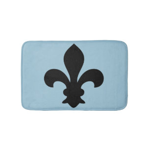 Fleur de Lys Franse Symbool Black Blue Aangepaste Badmat