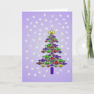 Fleur DE Lys Kerstboom en Sneeuw Feestdagen Kaart