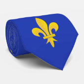 Fleur de Lys Or sur Cravate Bleu Roi (Roulé)