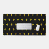 Fleur de Lys Or sur Tapis de Bureau Noir (Clavier et souris)